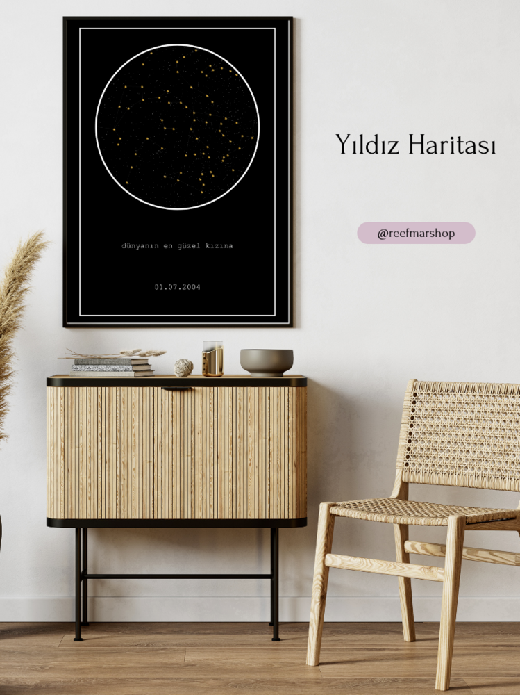 Kişiye Özel Yıldız Haritası (Çerçeve Dahil)