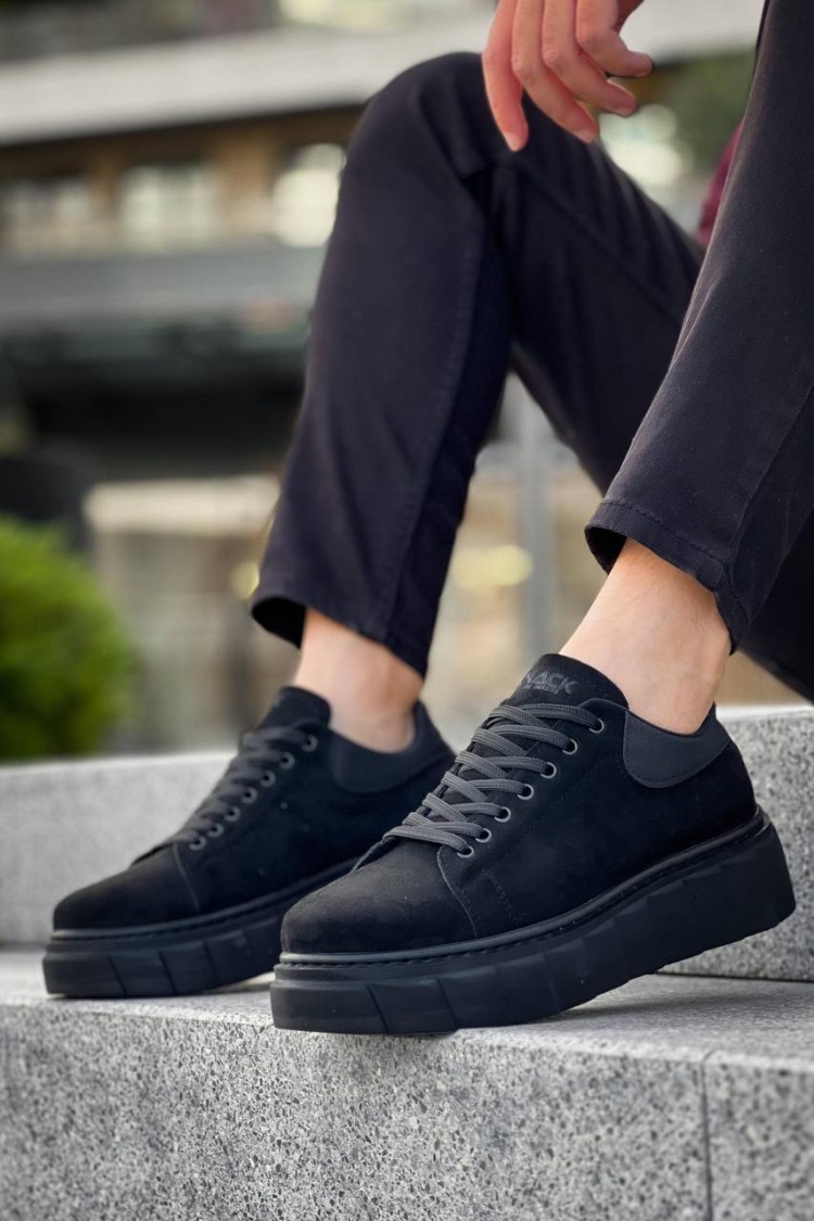 RLX099 Erkek Bağcıklı Yüksek Taban Süet Sneaker Ayakkabı ST Siyah Süet