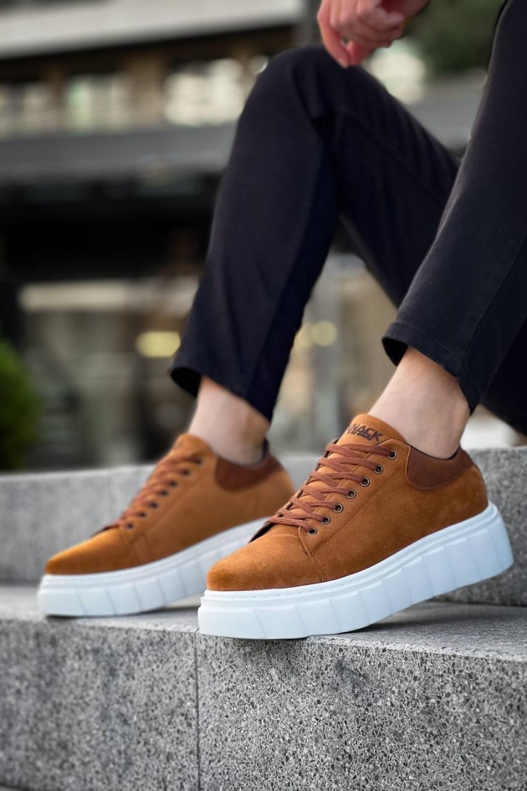 RLX099 Erkek Bağcıklı Yüksek Taban Süet Sneaker Ayakkabı Taba