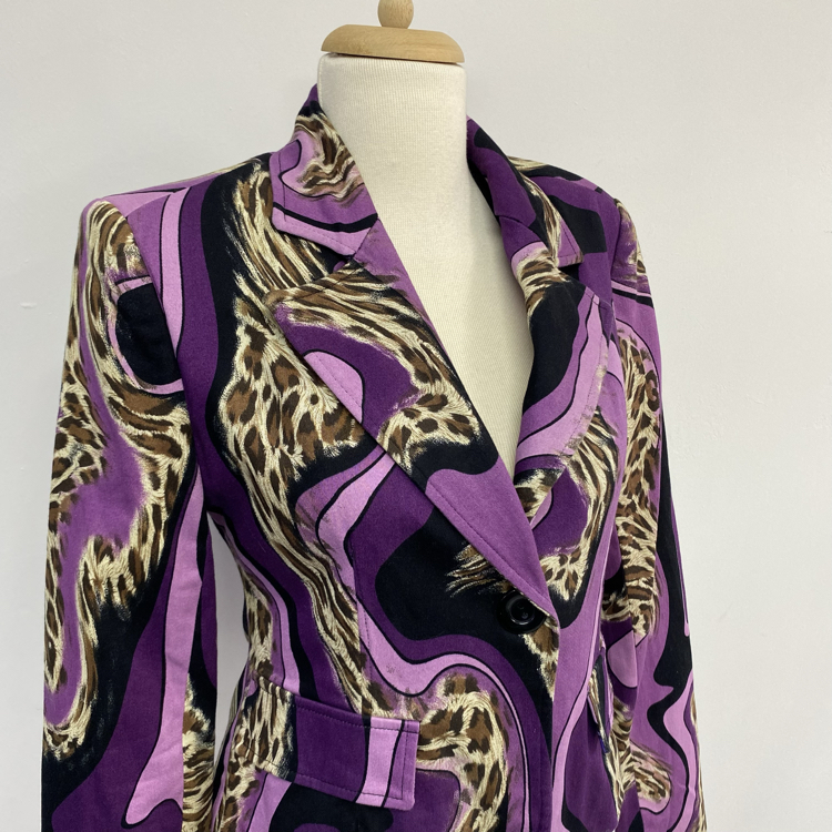 Pole & Pole - Leopar Desenli Tek Düğmeli Blazer Ceket