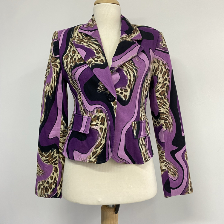 Pole & Pole - Leopar Desenli Tek Düğmeli Blazer Ceket