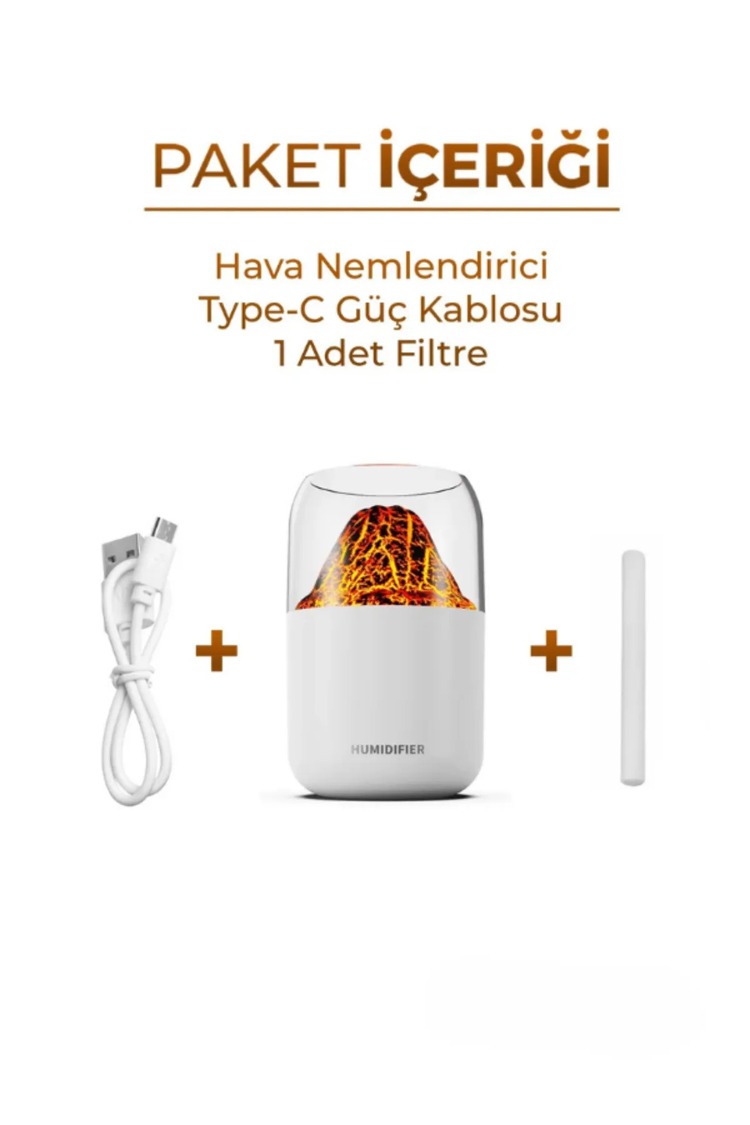 300 Ml Ulrasonik Led Işıklı Yanardağ Hava Nemlendirici Buhar Makinesi Ve Aroma Difüzörü