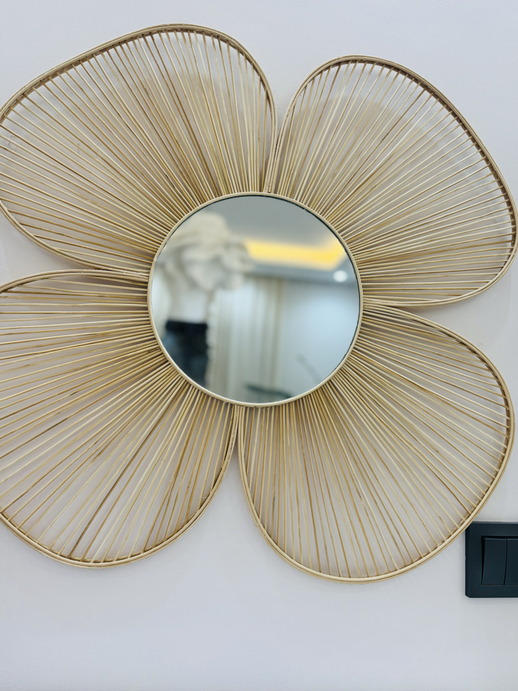 Dekoratif Rattan Çiçek Ayna (72 cm )