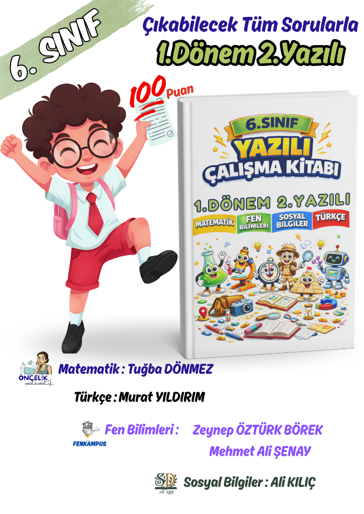 6.Sınıf 1.Dönem 2. Yazılı Sınavları 100 Garantili(Sosyal-Fen-Türkçe-Matematik)