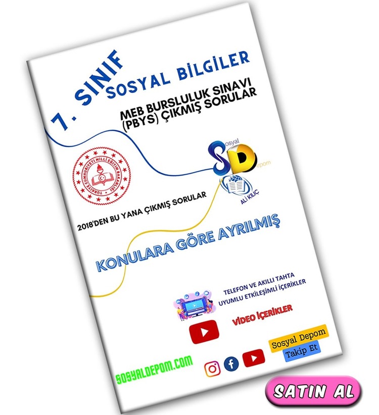 7.Sınıf Sosyal Bilgiler Bursluluk (PYBS) Çıkmış Sorular