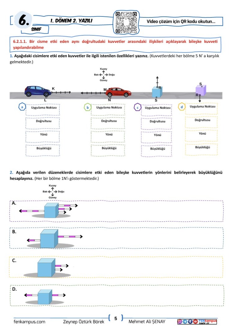 6.Sınıf 1.Dönem 2. Yazılı Sınavları 100 Garantili(Sosyal-Fen-Türkçe-Matematik)