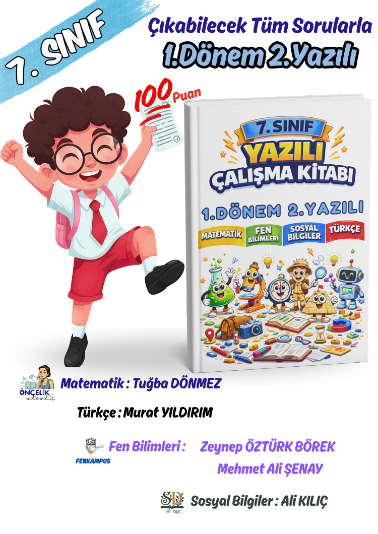7.Sınıf 1.Dönem 2. Yazılı Sınavları 100 Garantili(Sosyal-Fen-Türkçe-Matematik)