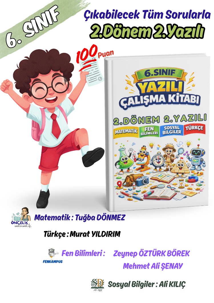 6.Sınıf 2.Dönem 2. Yazılı Sınavları 100 Garantili(Sosyal-Fen-Türkçe-Matematik)