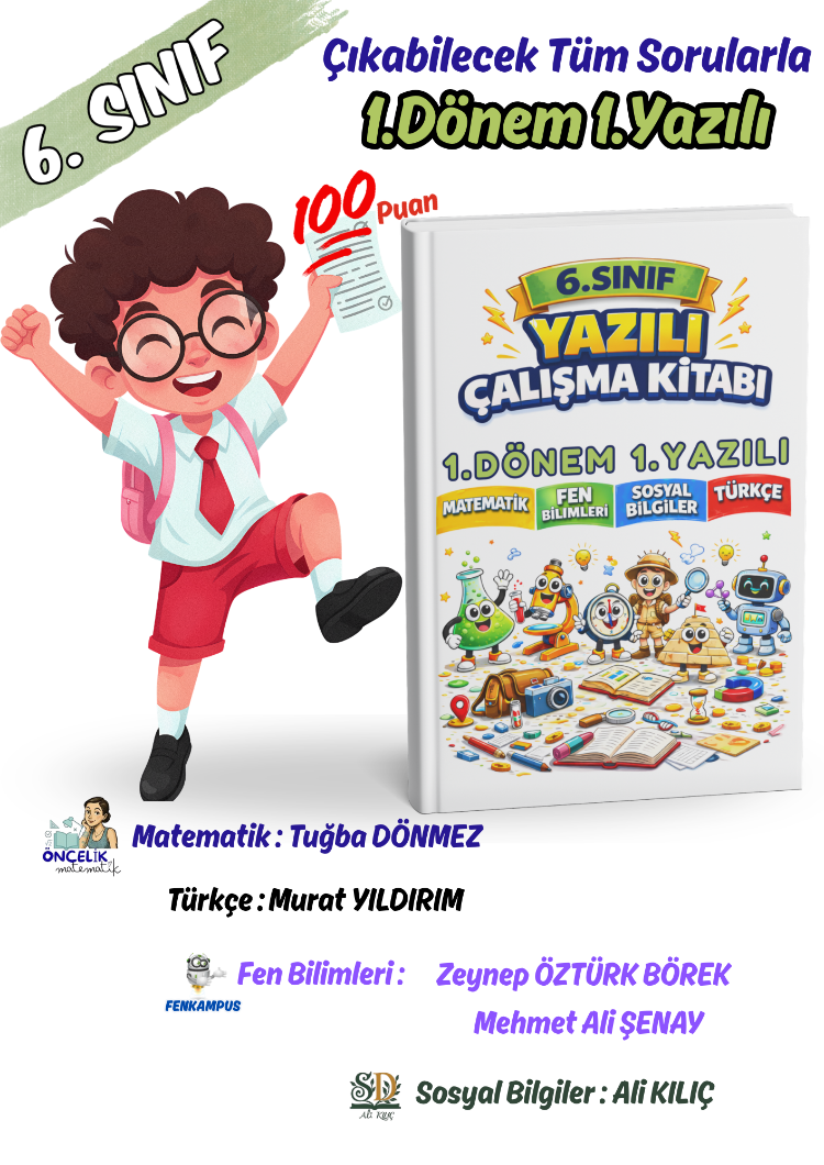 6.Sınıf 1.Dönem 1. Yazılı Sınavları 100 Garantili(Sosyal-Fen-Türkçe-Matematik)