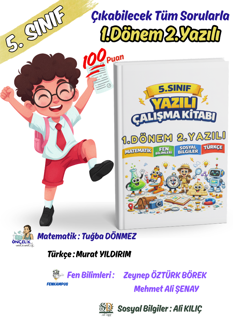 5.Sınıf 1.Dönem 2. Yazılı Sınavları 100 Garantili(Sosyal-Fen-Türkçe-Matematik)
