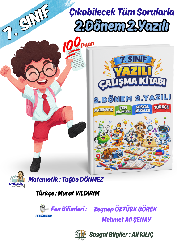 7.Sınıf 2.Dönem 2. Yazılı Sınavları 100 Garantili(Sosyal-Fen-Türkçe-Matematik)