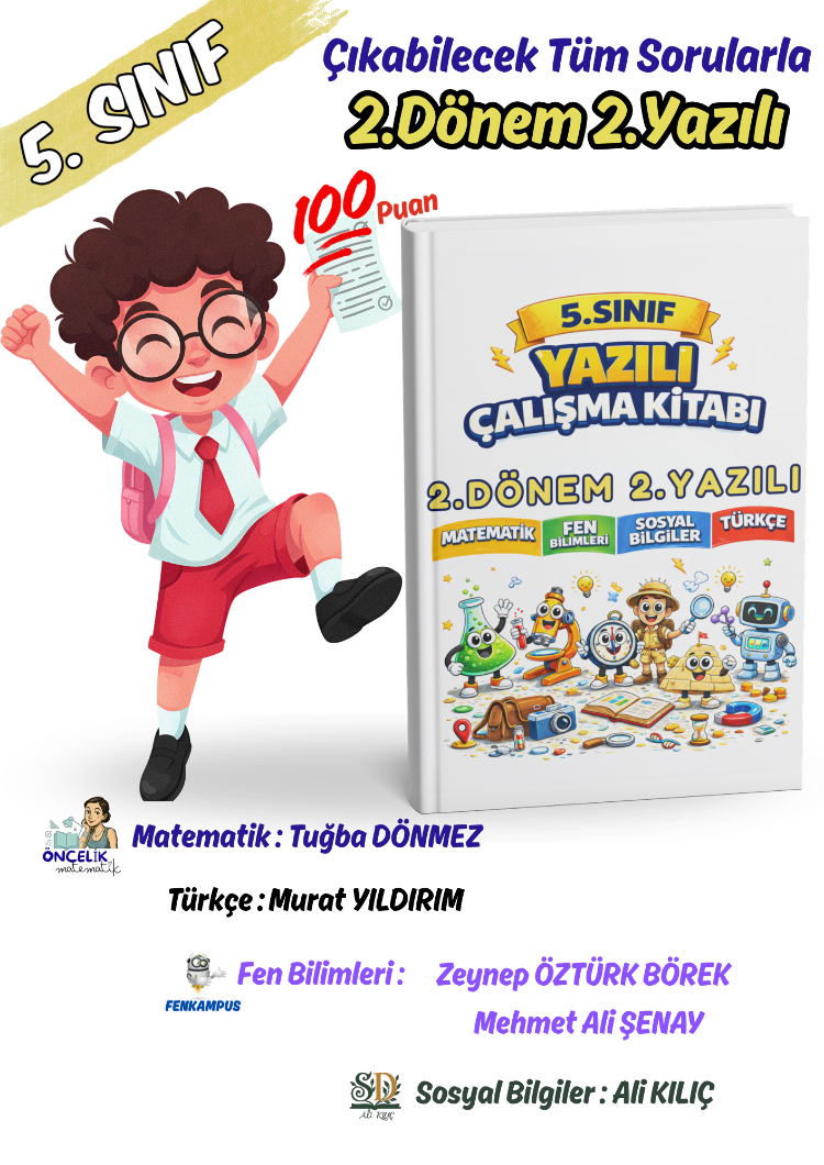 5.Sınıf 2.Dönem 2. Yazılı Sınavları 100 Garantili(Sosyal-Fen-Türkçe-Matematik)