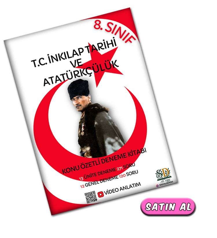 8.Sınıf T.C. İnkılap Tarihi ve Atatürkçülük Ders Notu ve 13 Branş Denemesi
