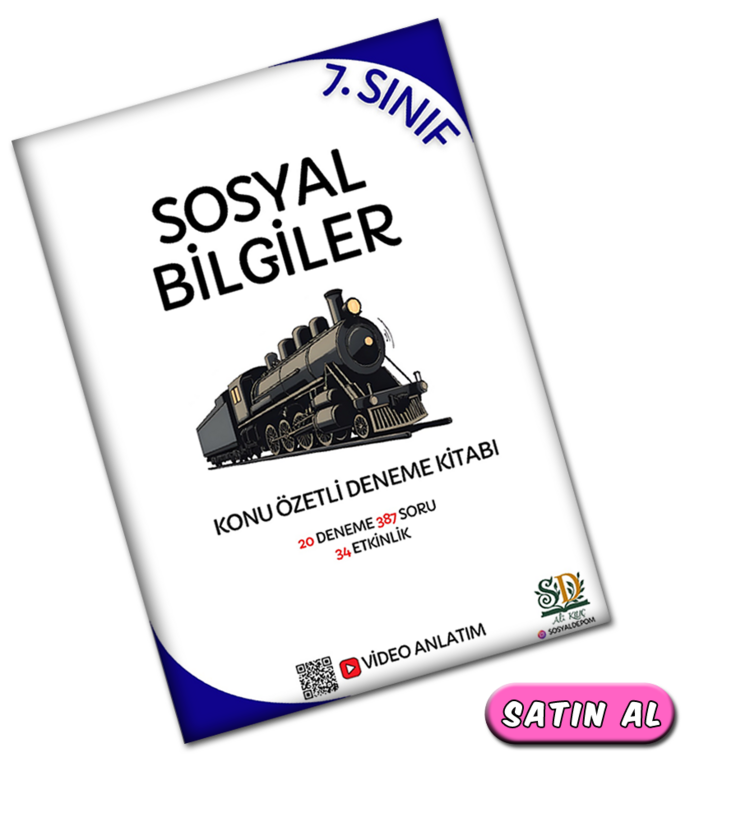 7.Sınıf Sosyal Bilgiler Ders Notu ve 20 Branş Denemesi 387 Soru 34 Etkinlik