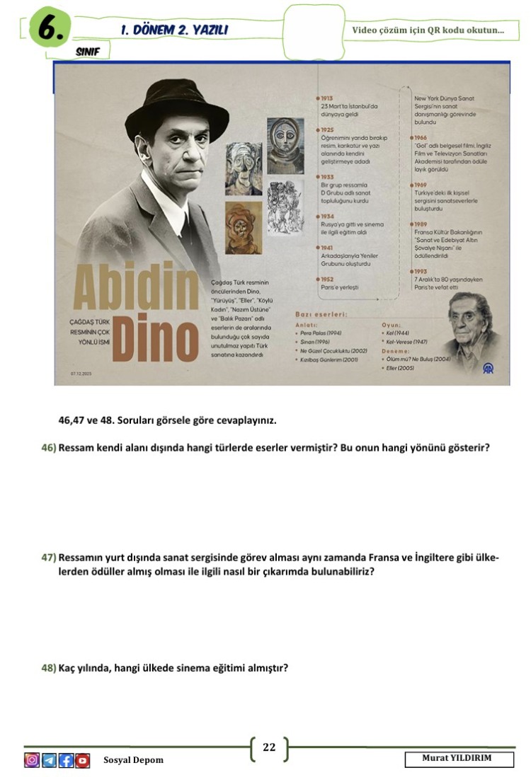 6.Sınıf 1.Dönem 2. Yazılı Sınavları 100 Garantili(Sosyal-Fen-Türkçe-Matematik)