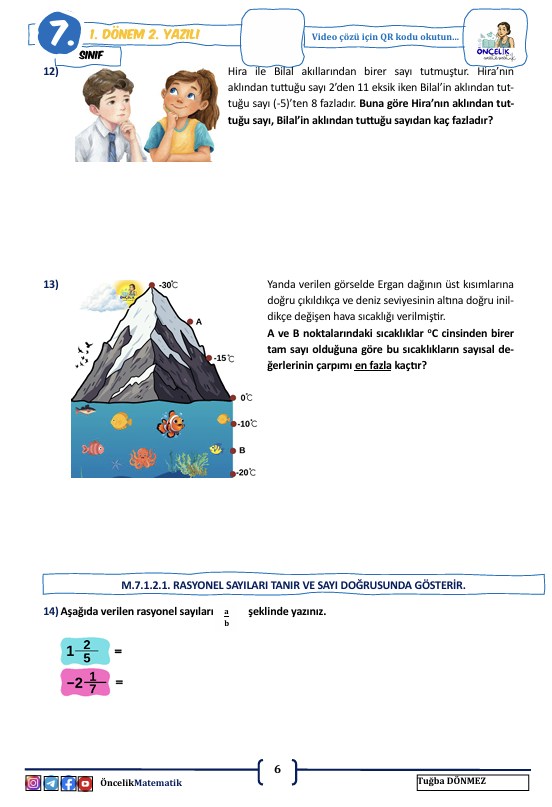 7.Sınıf 1.Dönem 2. Yazılı Sınavları 100 Garantili(Sosyal-Fen-Türkçe-Matematik)