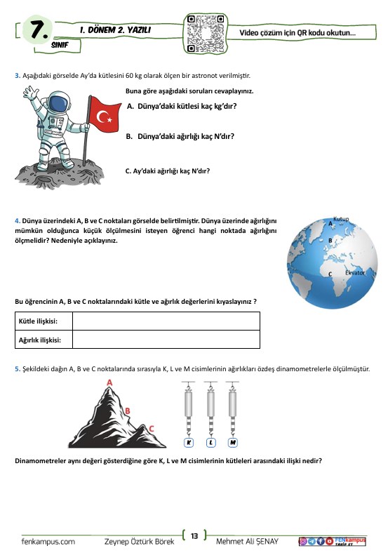 7.Sınıf 1.Dönem 2. Yazılı Sınavları 100 Garantili(Sosyal-Fen-Türkçe-Matematik)