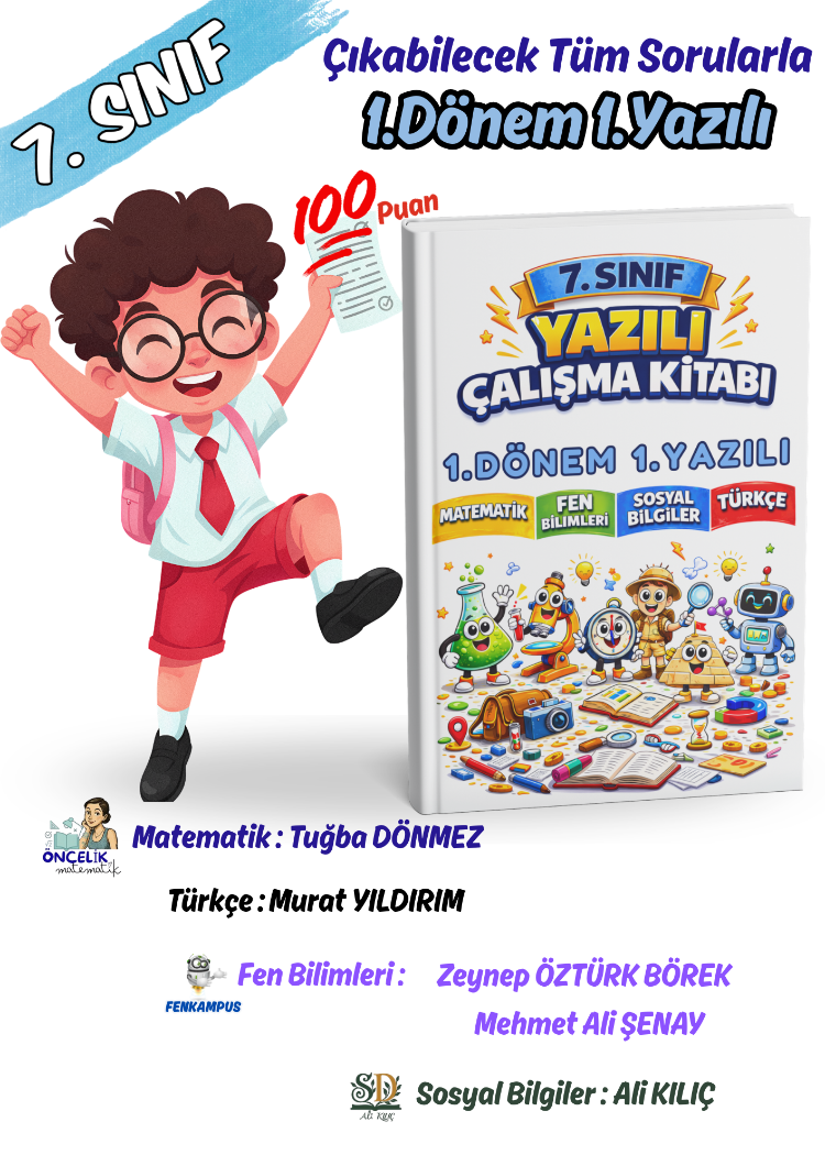7.Sınıf 1.Dönem 1. Yazılı Sınavları 100 Garantili(Sosyal-Fen-Türkçe-Matematik)
