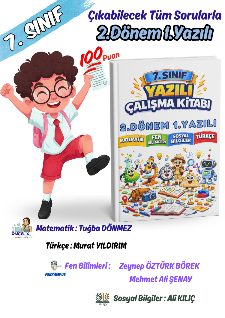 7.Sınıf 2.Dönem 1. Yazılı Sınavları 100 Garantili(Sosyal-Fen-Türkçe-Matematik)