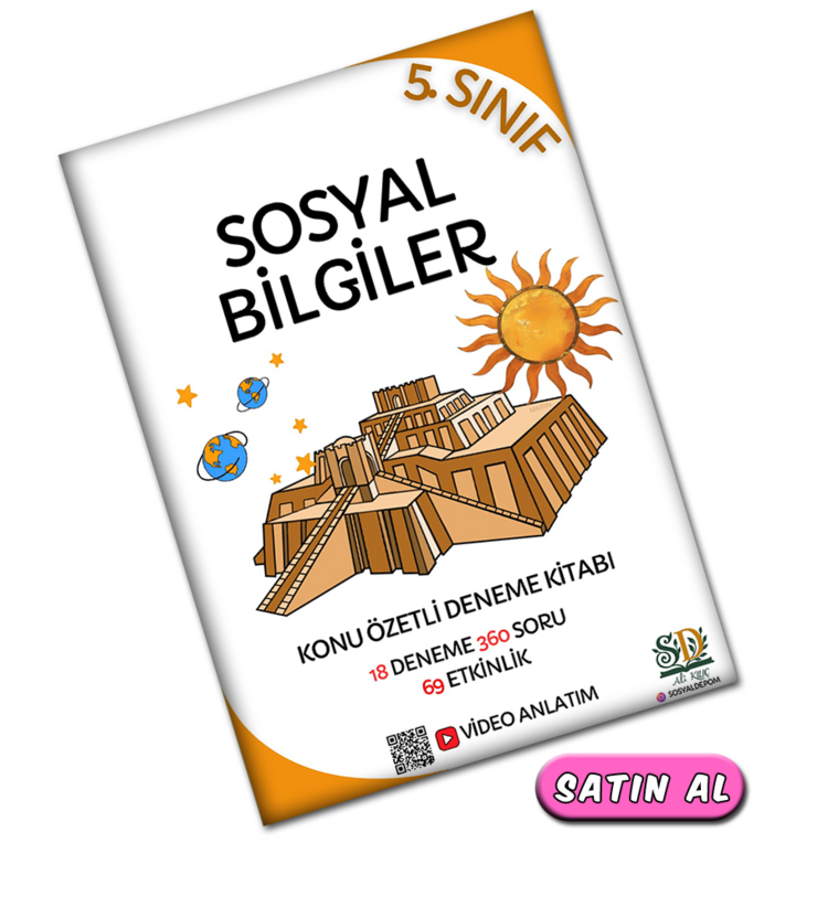 5.Sınıf Sosyal Bilgiler Ders Notu ve 18 Branş Denemesi 360 Soru 47 Etkinlik
