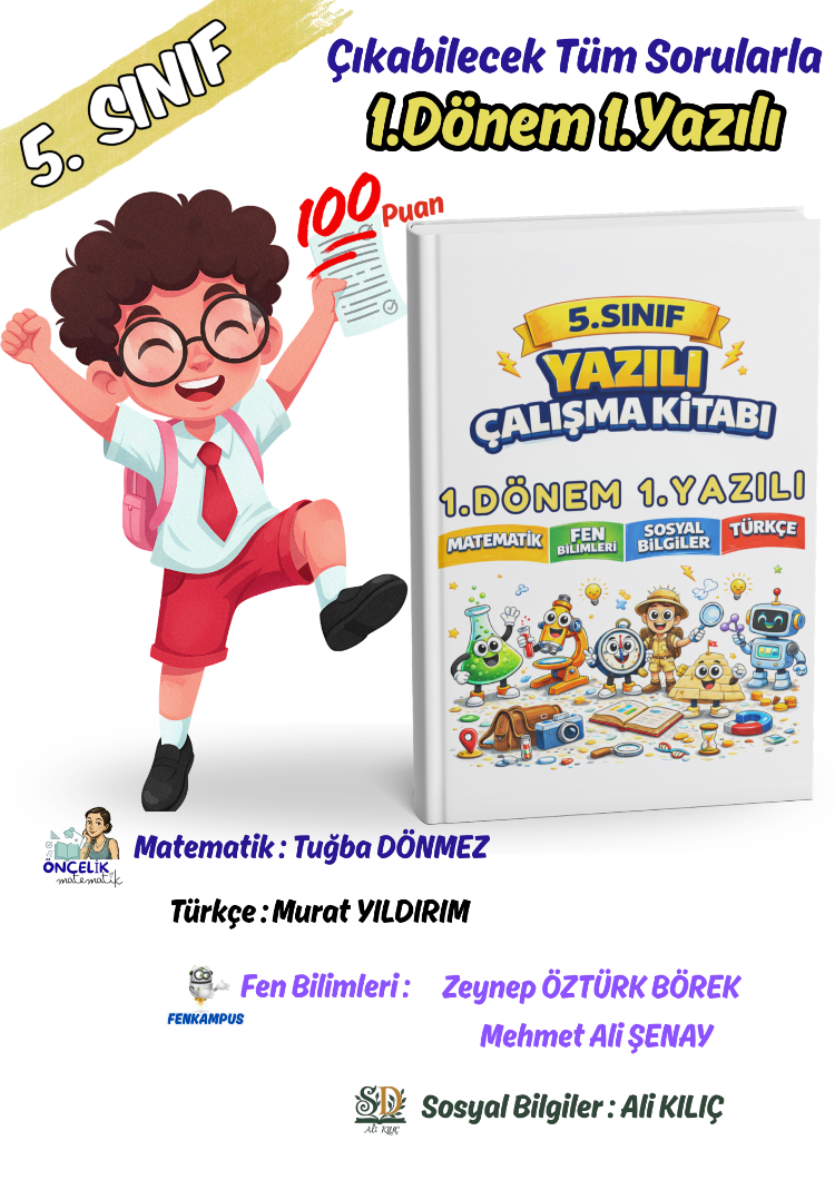 5.Sınıf 1.Dönem 1. Yazılı Sınavları 100 Garantili(Sosyal-Fen-Türkçe-Matematik)
