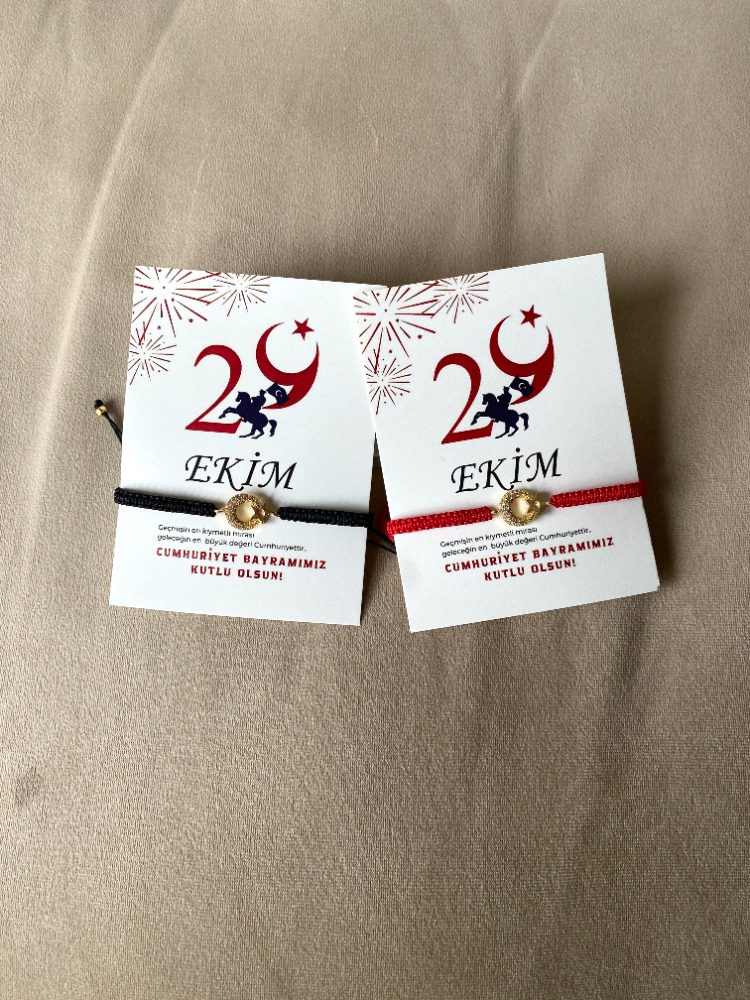 Zirkon taşlı ay yıldız makrome bileklik