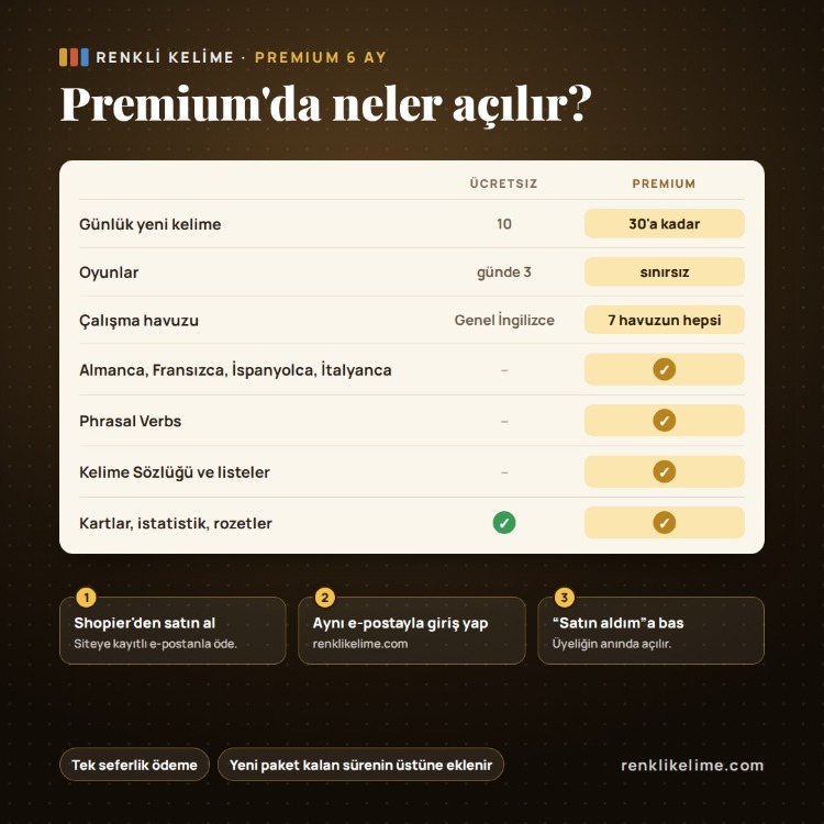 Renkli Kelime Premium — 6 Aylık Üyelik
