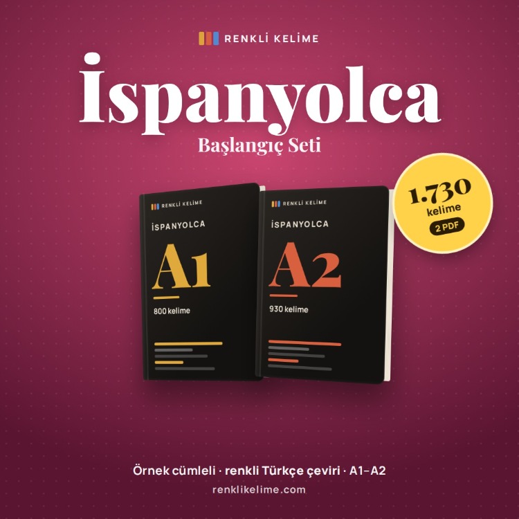 İspanyolca A1–A2 Renkli Kelime PDF Seti | 1.730 Kelime