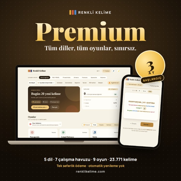 Renkli Kelime Premium — 3 Aylık Üyelik