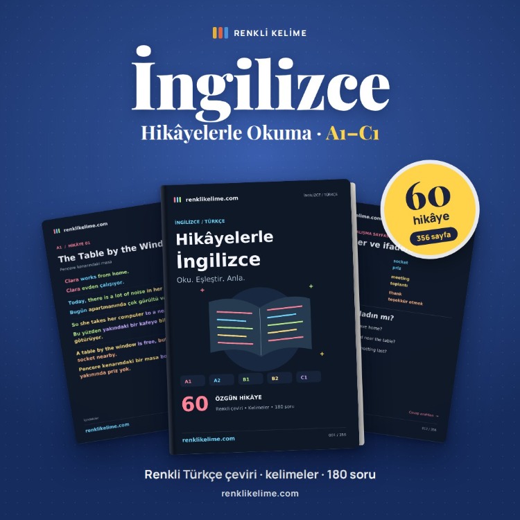 Hikayelerle İngilizce | 60 Renkli Hikaye A1–C1 | Türkçe Çevirili PDF