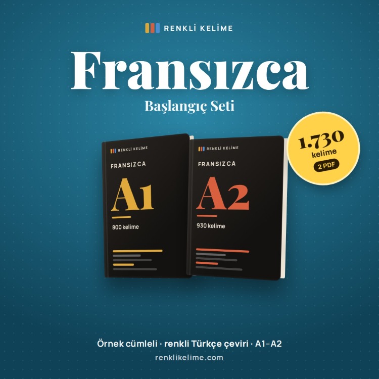 Fransızca A1–A2 Renkli Kelime PDF Seti | 1.730 Kelime