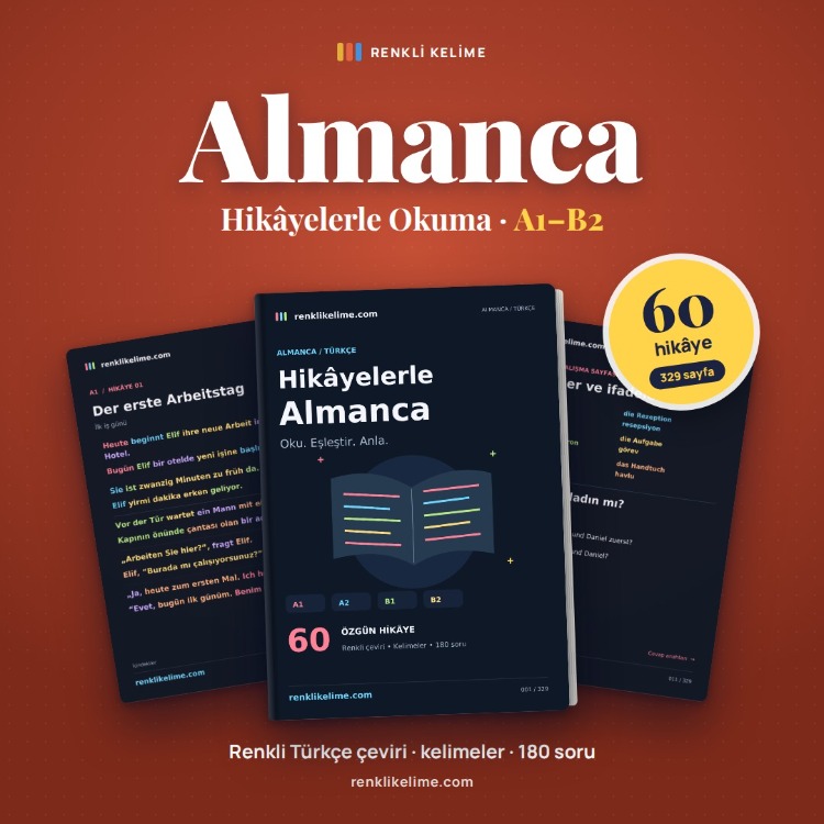 Hikayelerle Almanca | 60 Renkli Hikaye A1–B2 | Türkçe Çevirili PDF