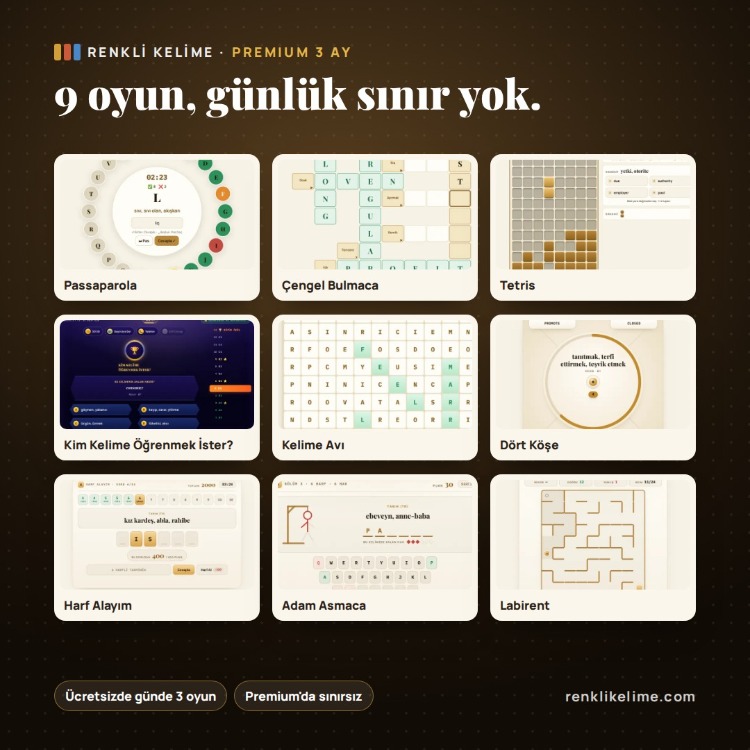 Renkli Kelime Premium — 3 Aylık Üyelik