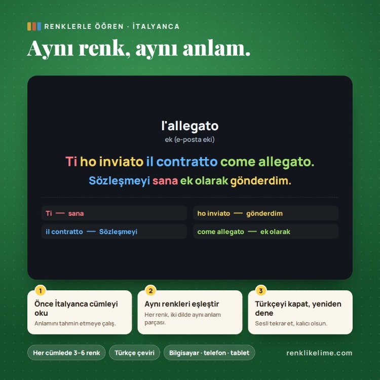 İtalyanca B1–B2 Renkli Kelime PDF Seti | 1.920 Kelime