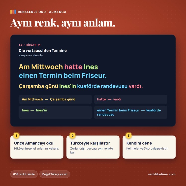Hikayelerle Almanca | 60 Renkli Hikaye A1–B2 | Türkçe Çevirili PDF
