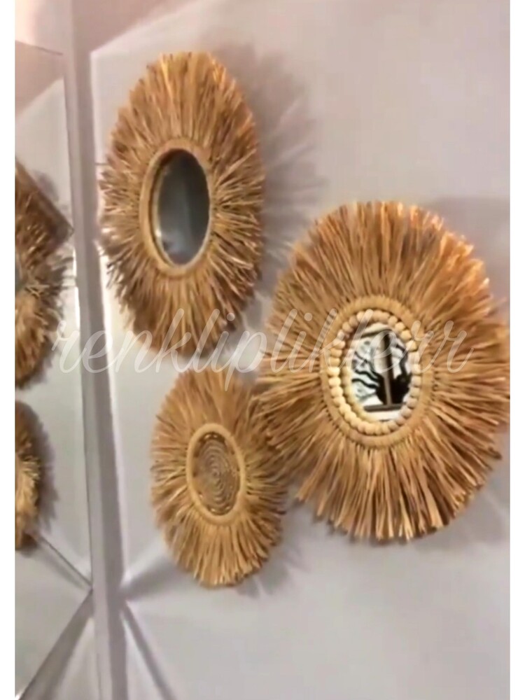 3lü Rafya ayna set