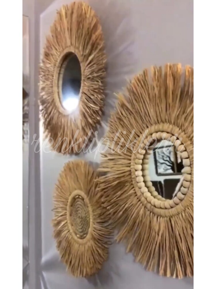 3lü Rafya ayna set