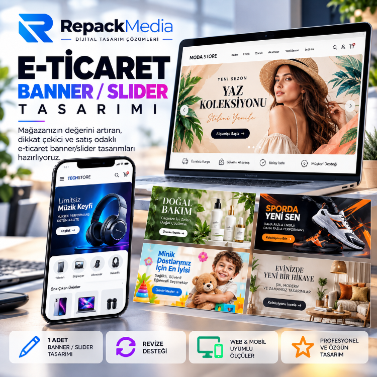 E-Ticaret Banner / Slider Tasarımı | 1 Tasarım