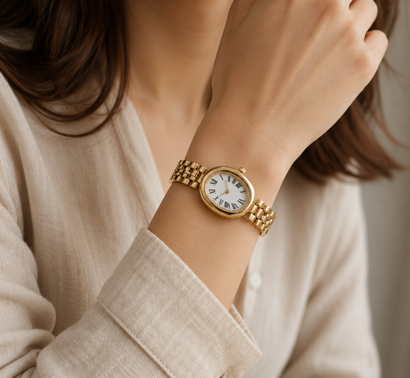 Gold Oval Vintage Kadın Saat