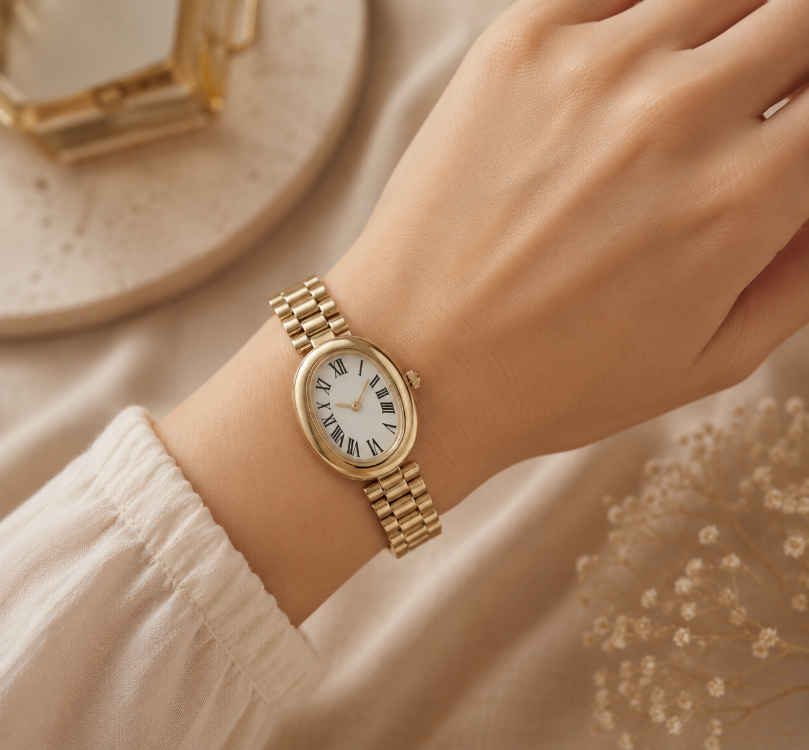 Gold Oval Vintage Kadın Saat