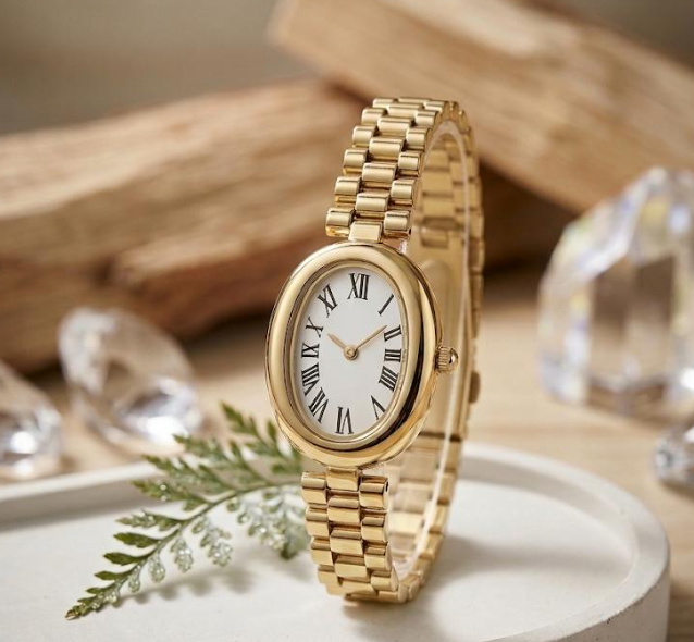 Gold Oval Vintage Kadın Saat