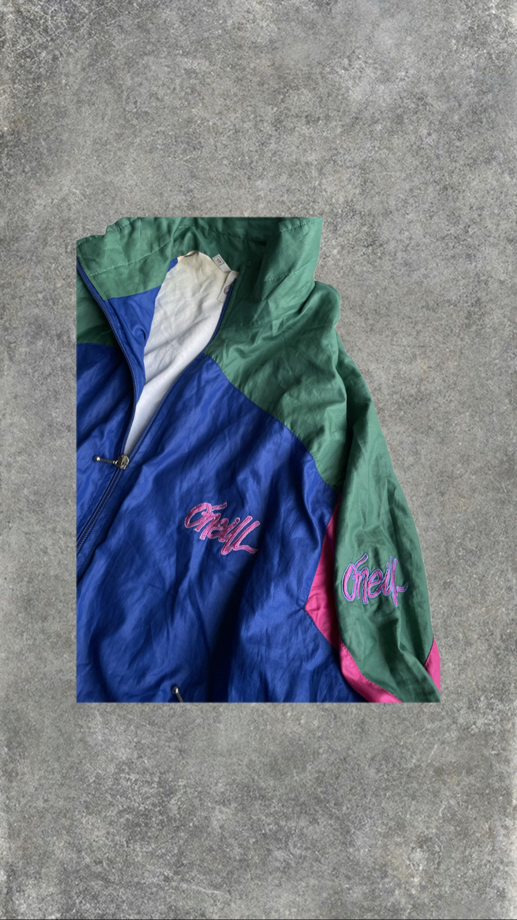Vintage 90s Renkli Oversize Ceket/Yağmurluk
