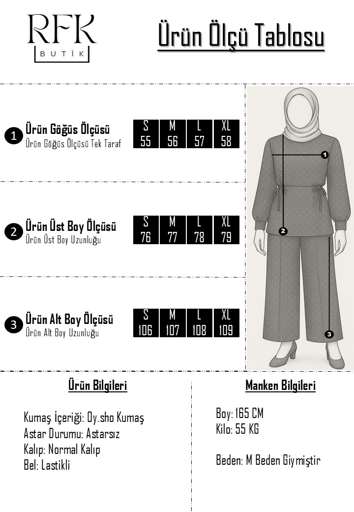 Beli Tünelli Taş Detaylı Pantolonlu İkili Takım - Kahverengi