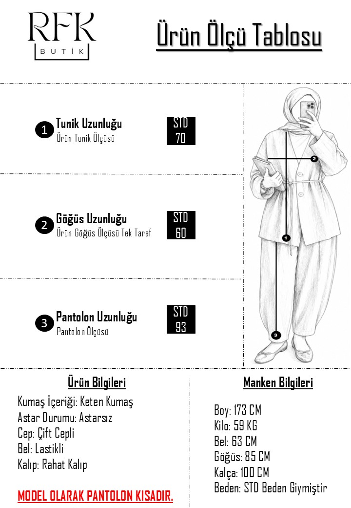 Bel Bağlamalı Şalvar Kesim Pantolonlu Kimono Takım - Mavi