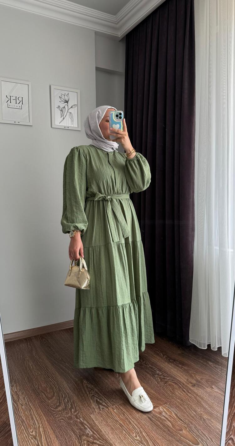 Belinda Begonya Elbise - Yeşil