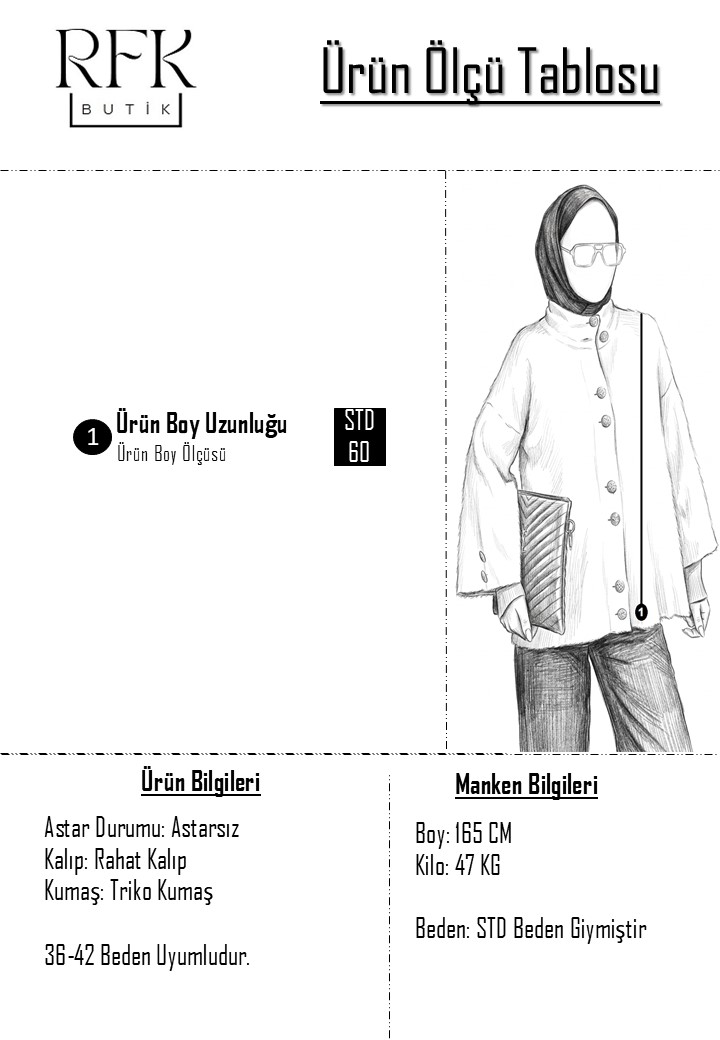 Düğme Detaylı Triko Angora Hırka - Krem