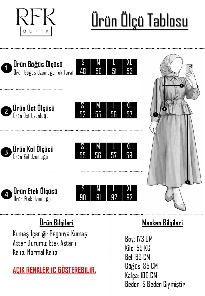 Melinda Begonya Kumaş Etekli Takım - Kahverengi