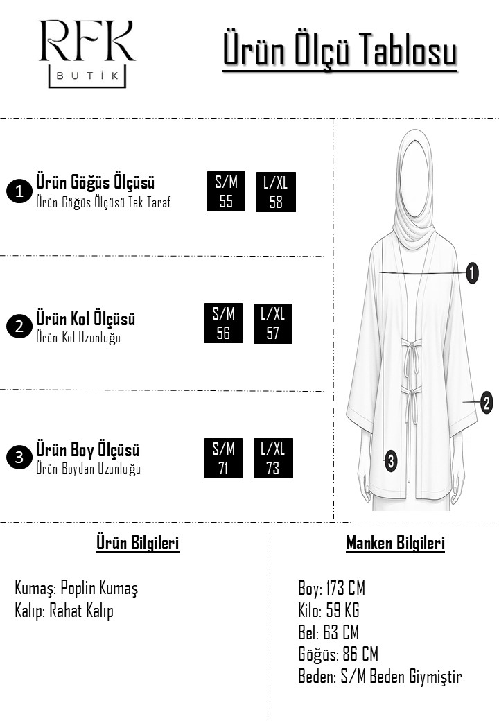 Büzgülü Önden Bağlamalı Poplin Kimono - Beyaz