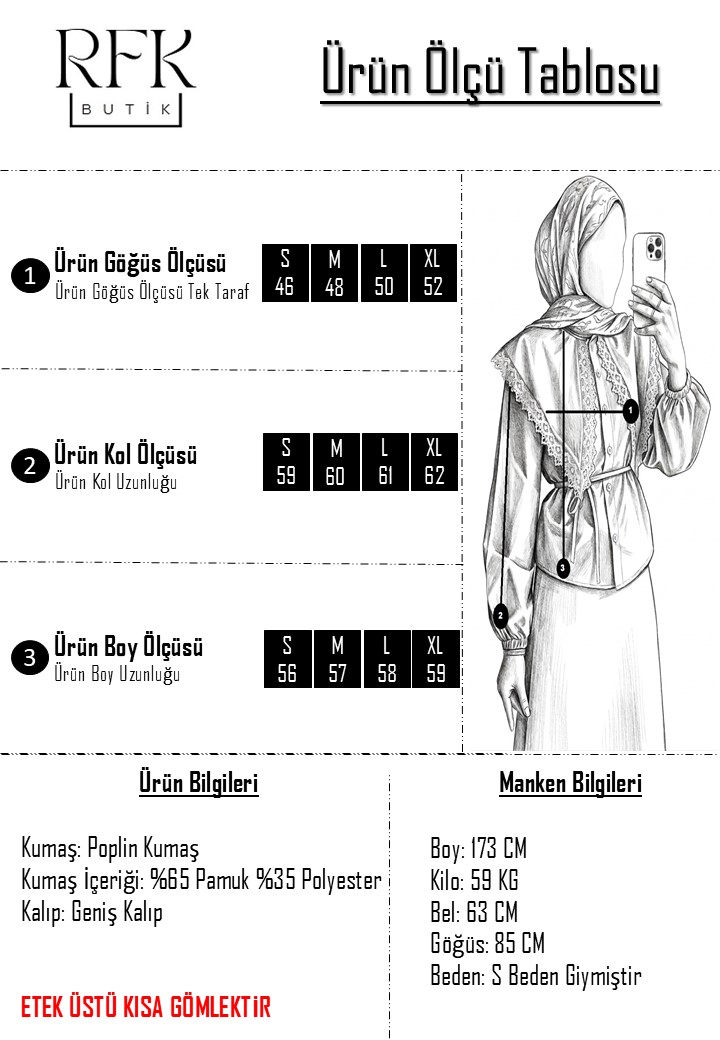 Etek Üstü Dantel Yakalı Poplin Gömlek - Bordo