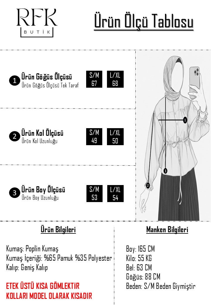 Beli Tünelli Etek Üstü Kısa Gömlek - Beyaz